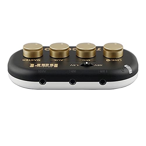 Maker hart Just Combo - Podcast mini 3 Channel audio mixer with Stereo/Bluetooth/Mic with microphone power Input, 2 outputs & USB Audio out, Easy for Video conference