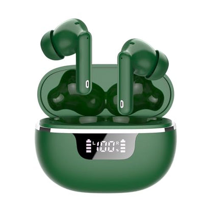 Wireless Earbuds, Bluetooth 5.4 Headphones HiFi Stereo, In-Ear Earphones | 50H Playtime Deep Bass, 4 ENC Noise Cancelling Mics for Clear Calls, IP7 Waterproof with LED Display & Fast Charging - color: Green