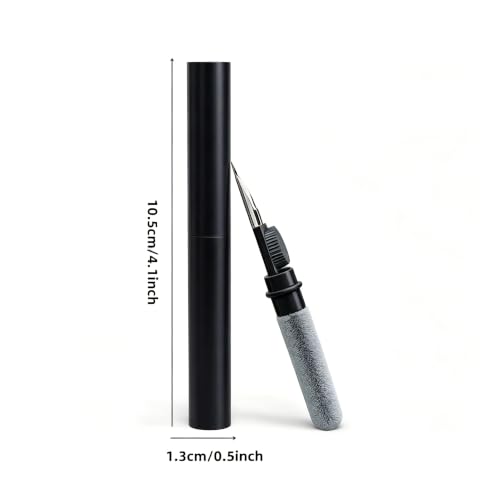 3-in-1 Earbuds Cleaning Pen with Soft Brush – Multifunctional Cleaner Kit for Wireless Earphones, Headphones Charging Box, Computer Keyboard, Phone Ports and Electronics(Black) - color: Black