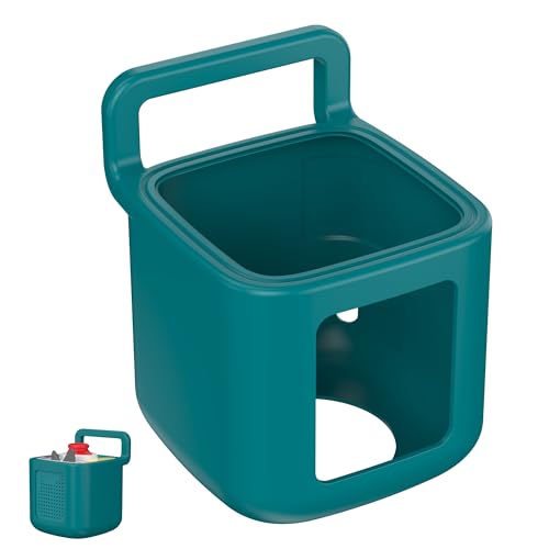 Silicone Protective Cover for Toniebox 2 Audio Player, Shockproof Anti Slip Silicone Case with Handle, Soft Easy Grip Cover, Easy to Clean Durable Sleeve (Tropical Teal) - color: Tropical Teal