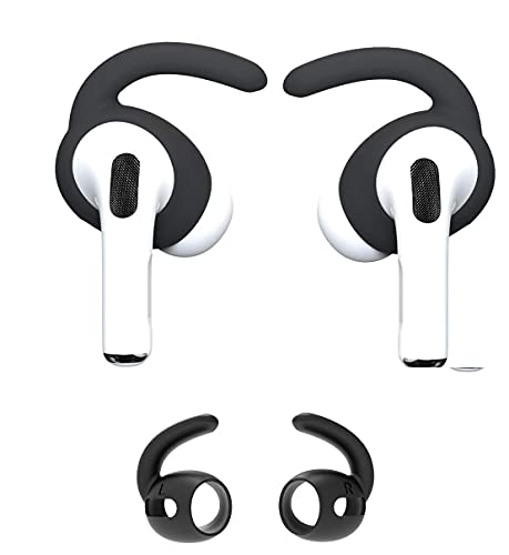 JNSA [Never Lose Your Air Pods Pro] Anti Slip Set, Sport Ear Hook Compatible with Air Pods Pro (Clear)+ Air Pods Pro Earbuds Ear Hooks Cover + Strap Lanyards for Air Pods Pro [3in1],Black - color: Black