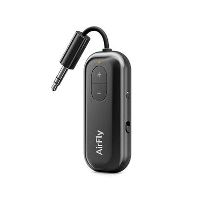 Twelve South AirFly SE, Bluetooth Wireless Audio Transmitter Adapter, Black | Bluetooth Adapter for AirPods/Headphones, 20+ Hr Battery, Works with 3.5mm aux Jacks on Airplanes, TVs, Gym Equipment, Travel - color: Black, style: AirFly SE