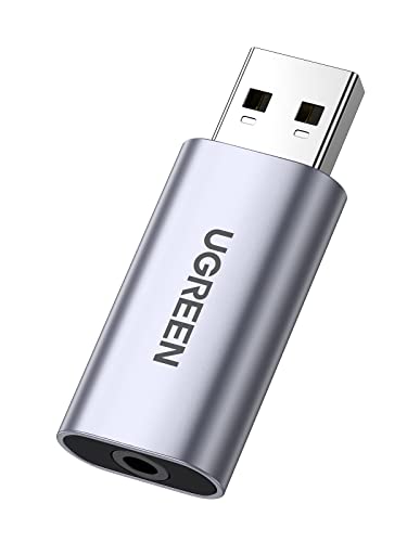 UGREEN USB to Audio Jack USB External Sound Card 3.5mm Audio Adapter | 2 in 1 USB A to Aux TRRS Headphone Adapter Mics Stereo Jack Aluminum Compatible with PS5 PC Windows Mac Linux Laptop Desktop