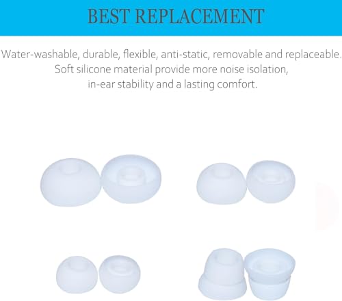 8pcs Replacement Silicone Eartips Earbuds Eargels Compatible with Beats by dr dre Powerbeats 2 & Powerbeats 3 Wireless Stereo Earphones (White) - color: White