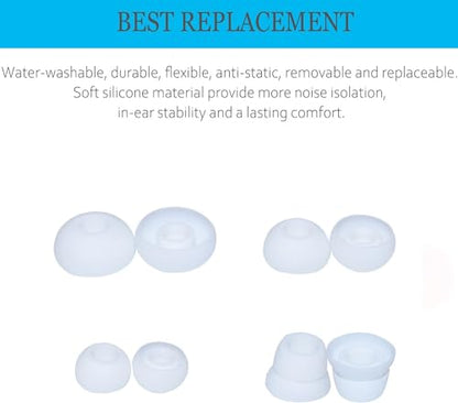 8pcs Replacement Silicone Eartips Earbuds Eargels Compatible with Beats by dr dre Powerbeats 2 & Powerbeats 3 Wireless Stereo Earphones (White) - color: White