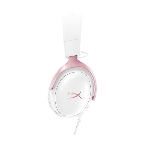 HyperX Cloud III – Wired Gaming Headset, PC, PS5, Xbox Series X|S, Angled 53mm Drivers, Memory Foam, Durable Frame, Ultra-Clear 10mm Mic, USB-C, USB-A, 3.5mm – Pink