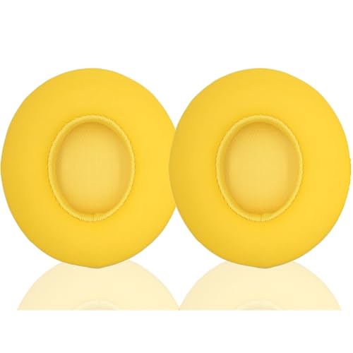 Headphone Replacement Ear Pad Cover Compatible with Beats by Dre Solo3 Solo2 Wired Wireless Headphones Protein Leather Memory Foam Headphone Cushion Ear Muffs-College Yellow - color: college yellow