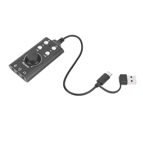 Cosiki USB, USB C to 3.5mm Audio Jack Adapter, External Stereo Sound Card with Volume Control, C Audio Adapter with Virtual 7.1 Surround Sound, Bluetooth 5.0 & Plug & Play
