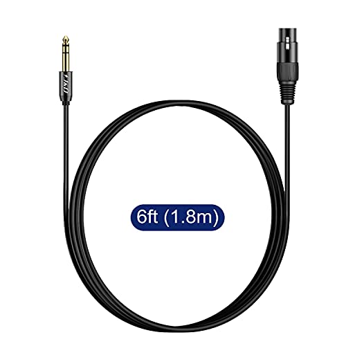 J&D XLR Female to 1/4 Inch 6.35mm TRS Stereo Jack Cable, XLR to Quarter inch Balanced Signal Interconnect Patch Cord for Speaker Condenser Mic Guitar Mixer AMP, 6 Feet - size: 6 Feet