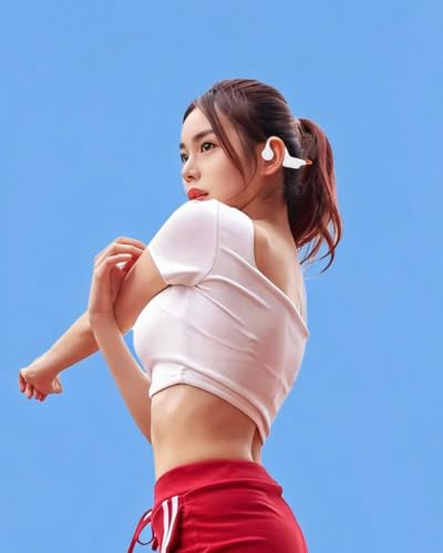 Bone Conduction Wireless Headphones - Open-Ear Clip-On Wireless Earbuds with Noise Cancelling Mic, C, Compatible with Smartphones for Running - color: White
