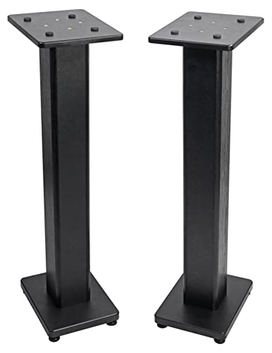 Rockville Pair RHT28 28 Inch Bookshelf Speaker Stands, 60 lbs Capacity, Surround Sound Home Theater, Premium Wood, Dual Top Plates, Sand-Fillable, for Audiophiles and Studio Monitors | 60 lb Capacity, Dual Top Platforms, MDF, Brass & Rubber Spikes, EVA Is