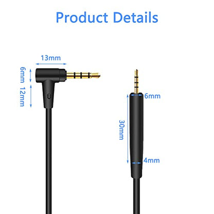 BINGLE Headphones Replacement Audio Cable Cord for Bose 700 QuietComfort Ultra QC45 QC35 35II QC25, OE2 & OE2i, JBL E45/55BT E65BTNC, 2.5mm to 3.5mm On-Ear Headphones Wire Inline Mic/Remote Control