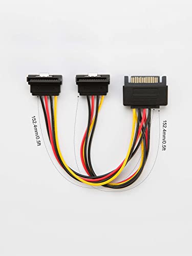 CableCreation SATA Power Cable,2-Pack 6-Inch 15Pin SATA to 2xSATA Cable