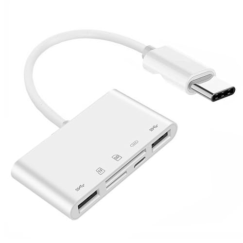 USB 2.0 Type C USB-C to TF Micro SD SDXC Dual USB3.0 Female Card Reader PD 27W Adapter for Laptop Tablet Phone - style: SD 5-in-1