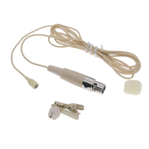 WL35 Professional Clip-On Lavalier Condenser Microphone for Shure ULX SLX PGX GLX QLX U1 UR1 BeltPack Microphones System Parts with TA4F Mini XLR 4Pin Plug (Beige) - color: Beige