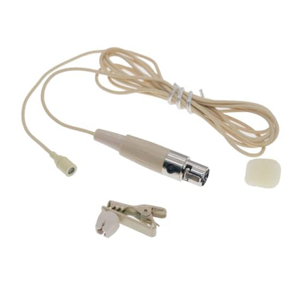WL35 Professional Clip-On Lavalier Condenser Microphone for Shure ULX SLX PGX GLX QLX U1 UR1 BeltPack Microphones System Parts with TA4F Mini XLR 4Pin Plug (Beige) - color: Beige