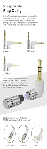 ARTTI A9 Earphone Cable 2.5/3.5/4.4mm 3in1 Plug 2 Cores 756 Strands Silver-Plated 7N OCC Copper Upgrade Cable, DQC/MMCX Plug (QDC Straight) - size: QDC STRAIGHT