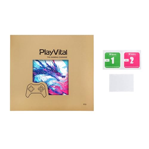 PlayVital Full Set Skin Sticker for ps5 Slim Console Disc Edition (The New Smaller Design), Vinyl Skin Decal Cover for ps5 Controller & Headset & Charging Station - Neon Dragoon - color: Neon Dragoon