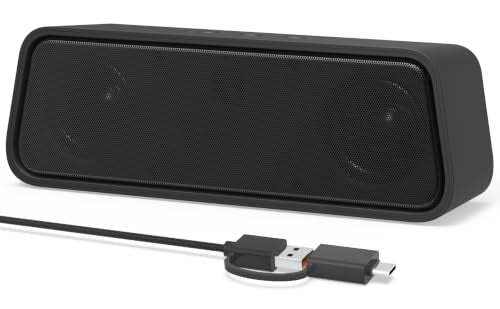 Computer Speakers for Desktop PC, External Speakers for Laptop, USB Plug-in, Wired, Small PC Sound bar with Crystal-Clear Sound, Surprisingly Loud Volume, Deep Bass, Easy Touch Control, USB-C Adapter - size: 8 Inch