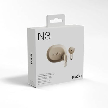 Sudio N3 True Wireless Bluetooth On-Ear Earbuds – High-Definition Sound, 30-Hour Playtime, Clear Calls, Sweat & Splash Resistant, Eco-Friendly Recycled Plastics (Sand) - color: Sand