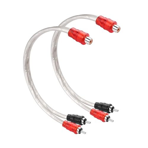 30cm RCA Y Splitter Cable，Shielded RCA RCA 1 Female to 2 Male Stereo Audio Cable for Car Audio, Subwoofer, TV, CD Player, Home Theater（2 Pack）