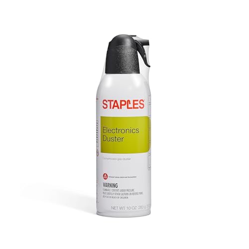 Staples Compressed Air Dusters, 10 oz. Cans, Electronics & Office, 4-Pack | Blasts dust from keyboards, laptops, vents and hard-to-reach gear. 4 cans per pack.