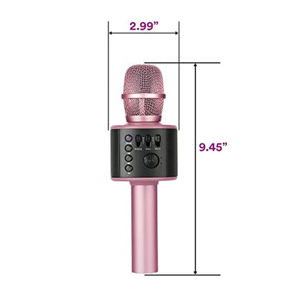 Wireless Bluetooth Karaoke Microphone with Built-in Speakers + HD Recording, Portable Handheld Mic | Rose Gold - style: Rose Gold