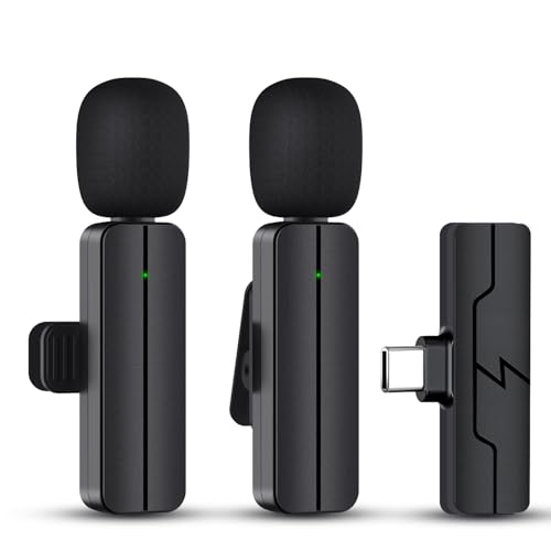 Wireless Lavalier Lapel Microphone for iPhone 15/Android/Computer - Bluetooth Mini Phone Mic for Video Recording, Clip-on USB C Microphones for YouTube Tiktok Podcast Vlog & Livestream
