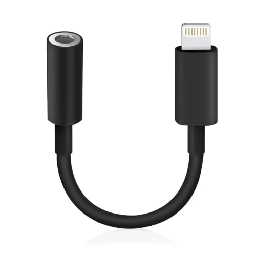 Lightning to 3.5mm Headphone Jack Adapter [Apple MFi Certified] Hi-Fi Stereo Sound, Full Function Control, Compatible with iPhone 14/13/12/11/X/8 & More – for Music, Calls & Car AUX Black 1Pack - color: Black