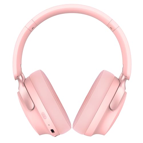 B8 Bluetooth Headphones Over Ear, 6 EQ Music Modes and 50H Playtime Deep Bass Wireless Headphones with Mic, Lightweight Folding HiFi Stereo Headset for iPad/Travel/Tablet/PC/Home Pink - color: Pink