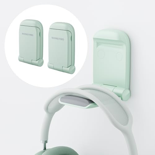MAMUVIMO Headphone Stand, 2 Pack Headset Stand Foldable＆Sticky, Headphone Holder Hook Mount with Non-Slip Silicone, Adhesive Earphone Desk Hanger Clip Space-Saving for Airpods Max, All Earphones-Green - color: Green, size: 2 Pack