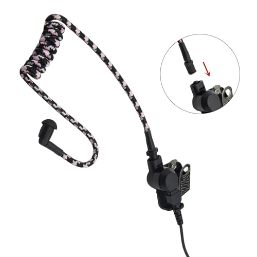 Replacement Braided Nylon Surveillance Acoustic Coil Tube for Radio Earpiece Moisture Resistant Fiber Mesh Colorful Accessories (PinkWhite-1) - color: PinkWhite-1