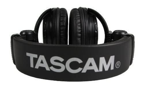 TASCAM TH-02 Professional Studio Monitor Headphones, Wired, Over Ear — for Recording, Podcast, DJ, Music and Guitar, with 1/4 Inch Jack Adapter