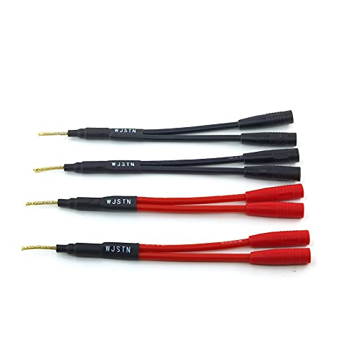 WJSTN Banana Plug Cable Braided Wire Banana Plug Splitter 1 Male 2 Female Adapter, Gold pin Banana Plugsfor Spring-Loaded Inputs,4- Pack