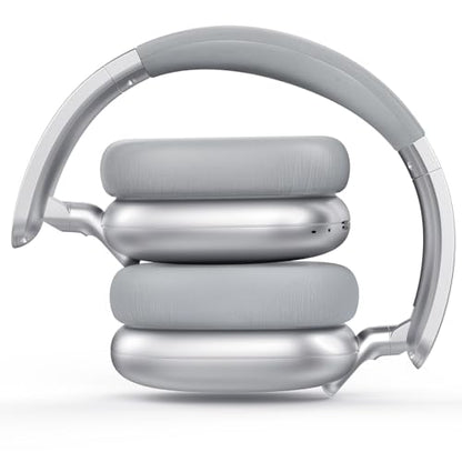 C6 Active Noise Cancelling Headphones, Wireless Over Ear Bluetooth Headphones, 60H Playtime, Lightweight Folding Deep Bass Comfort Fit Ear Cups Headset with Mic for iPad/Travel/PC/Home Silver - color: Silver