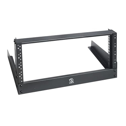 RIVECO 4u Tabletop Rack for Audio & Network, Desktop Rack Shelf Open Frame Sound Recording Shelf, Tappered Holes Black 2 Post - size: 4u