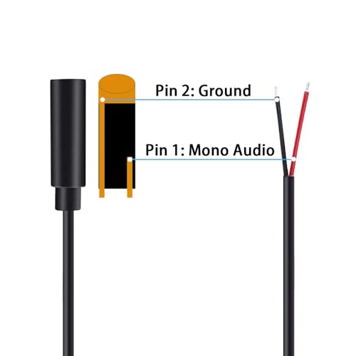 10PCS 3.5mm 1/8" TS Mono Audio Female Plug to 2Wire Pigtail Cable | 25cm Length，TS 2Pole，for Headphone Headset Earphone DIY Repair Replacement - style: 3.5mm TS Mono Female