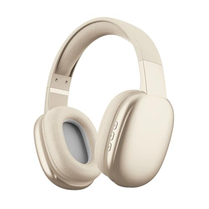 Gabba Goods Wireless Over Ear Bluetooth Headphones with Microphone - Wireless Headset -Noise Reduction - Bluetooth, Wired,Built in Micro SD for Travel, Home, Work TV,PC,Gaming,Cellphone (Beige) - color: Beige