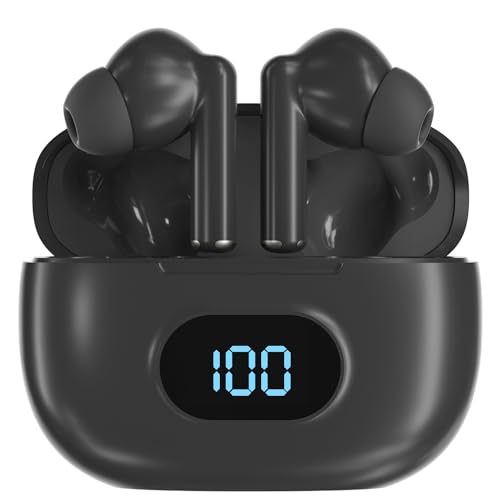 Coby True Wireless Earbuds with LCD Battery Readout Charging Case, Mini Bluetooth in-Ear Headphones with Built-in Mic, Lightweight Design, Noise-Isolating and Secure Fit, 10-Hour Playtime, Black - color: Black
