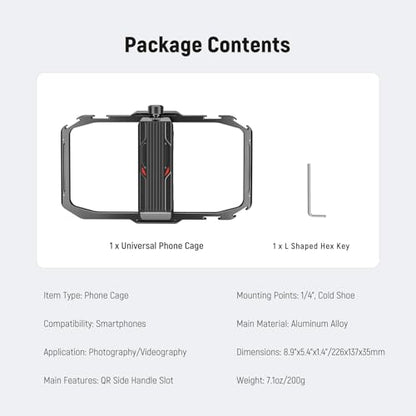 NEEWER Universal Phone Cage, Smartphone Video Rig with Quick Release Mounts Cold Shoes for Videomaker Filmmaking TikTok Vlogging Phone Video Stabilizer Holder Compatible with iPhone Samsung, PA039 - style: PA039