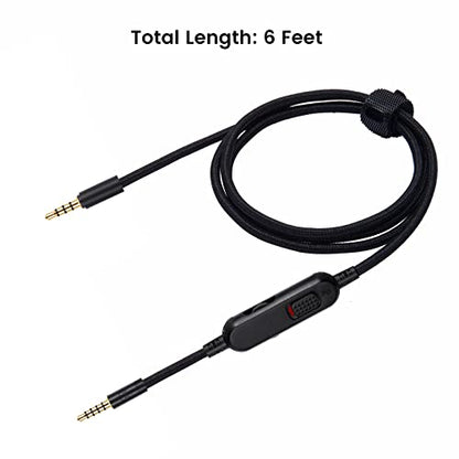 G Pro X Cord, Detachable Gaming Headset Cable for Logitech G Pro / G433 | G233 Wire - 3.5mm(1/8") Nylon Braided with Inline Mute Switch and Volume Controller, 6ft Long - style: Mute and Vol Controller