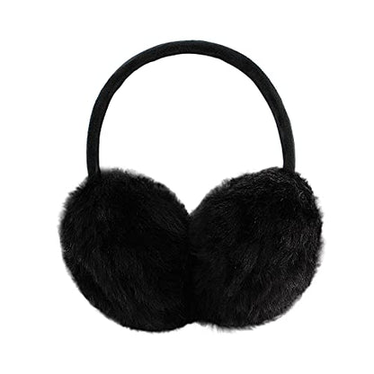 POXIMI Women Winter Earmuffs Girl Ski Adjustable Ear Covers for Kid Cute Bow Ear Warmer Outdoor Earmuff Fleece Lining - color: C-black