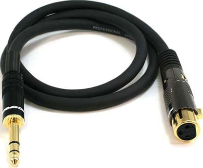 Monoprice 104768 3-Feet Premier Series XLR Female to 1/4-Inch TRS Male 16AWG Cable gold - size: 3 Feet