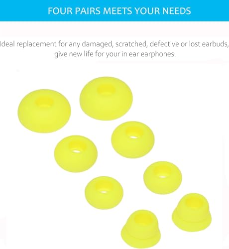 4 Pairs Silicone Eartips for Powerbeats – Replacement Earbuds Tips Compatible with Beats by Dre Powerbeats 2 and Powerbeats 3 Wireless Headphones (Yellow) - color: Yellow
