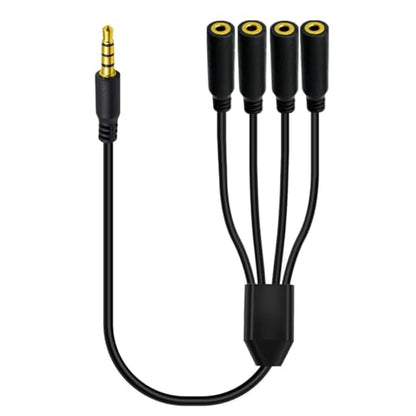 3.5mm Headphone Y Splitter Audio Cable (50cm) | 4Poles 1 to 4 Way 3.5mm (1/8") TRRS AUX Stereo Jack 1 Male to 4 Female Adapter Cord for Earphone,Headset,Laptop,Phone(4 Way) - style: 4 Way