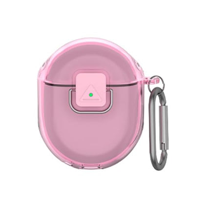 [Upgrade Lock] Case for Google Pixel Buds Pro 2, VAEKNVG Shock-Absorbing Protective Armor Cover for Pixel Buds Pro 2 Accessories, TPU Hard Shell with Carabiner (Clear Pink)
