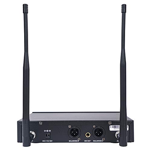 Sound Town Metal 200 Channels UHF Wireless Microphone System with 2 Handheld Microphones and Auto Scan, for Church, School, Outdoor Wedding, Meeting, Party and Karaoke (SWM26-U2HH) - color: Gloss Black