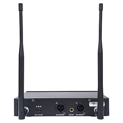 Sound Town Metal 200 Channels UHF Wireless Microphone System with 2 Handheld Microphones and Auto Scan, for Church, School, Outdoor Wedding, Meeting, Party and Karaoke (SWM26-U2HH) - color: Gloss Black