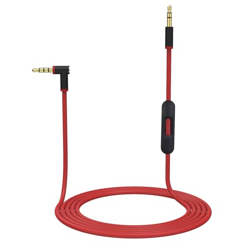 Replacement Solo4 Solo3 Audio Cable Cord Wire with in-line Microphone and Control Compatible with Beats Headphones Solo, Studio, Pro, Detox, Wireless, Mixr, Executive Headphones(Black Red) - color: Black Red