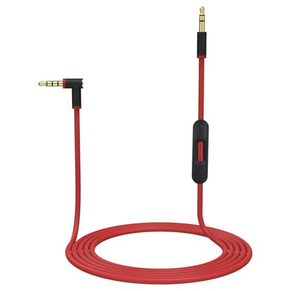 Replacement Solo4 Solo3 Audio Cable Cord Wire with in-line Microphone and Control Compatible with Beats Headphones Solo, Studio, Pro, Detox, Wireless, Mixr, Executive Headphones(Black Red) - color: Black Red